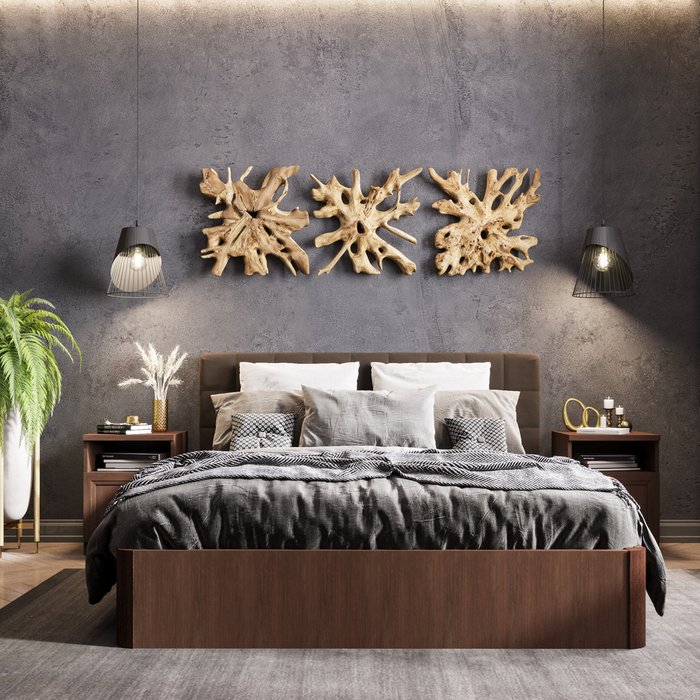 Кровать Магна 140х200 с коричневым изголовьем и подъемным механизмом  - купить Кровати для спальни по цене 33808.0
