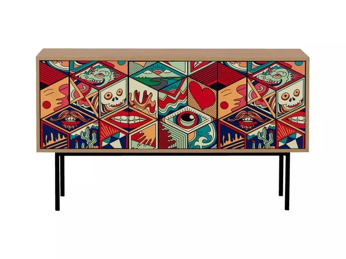 Тумба под TV Boho М коричневого цвета на металлических ножках