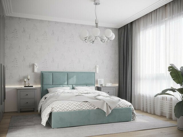 Кровать с подъемным механизмом Madison 180х200 мятного цвета - лучшие Кровати для спальни в INMYROOM