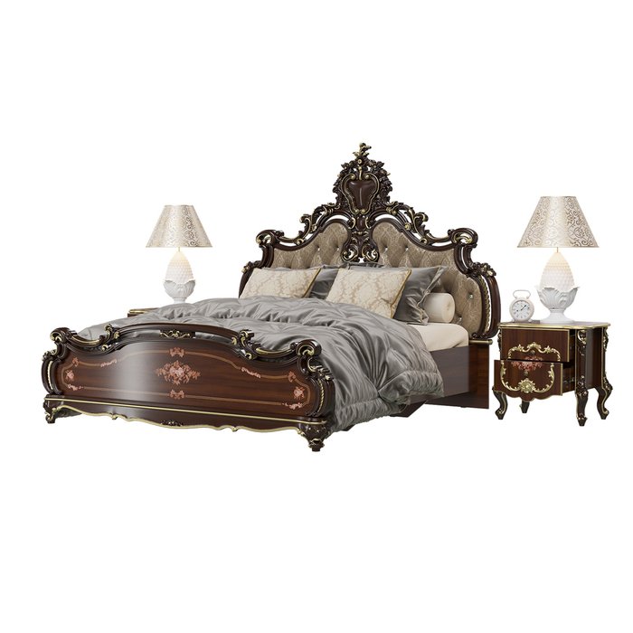 Спальня Шейх из кровати 180х200 с двумя прикроватными тумбами коричневого цвета - лучшие Спальные гарнитуры в INMYROOM