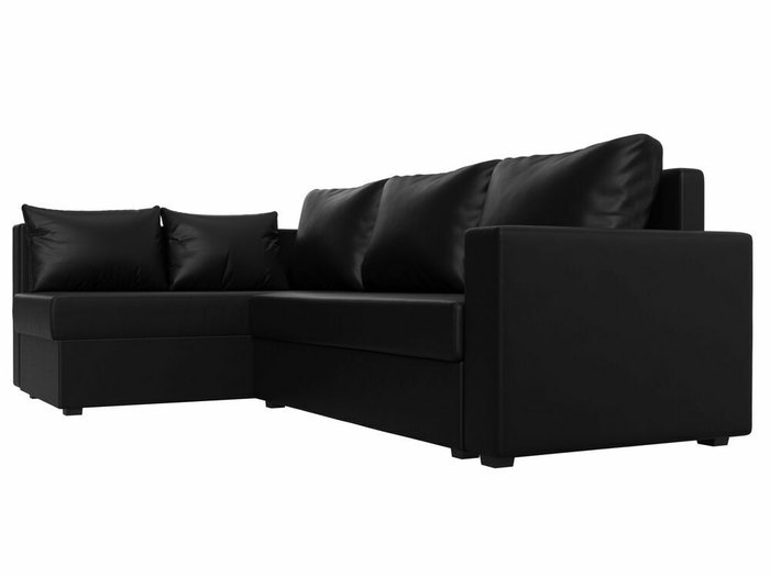 Угловой диван-кровать Мансберг черного цвета (экокожа) левый угол - лучшие Угловые диваны в INMYROOM