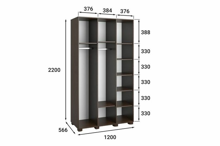 Шкаф трехдверный Монблан темно-коричневого цвета - купить Шкафы распашные по цене 44748.0