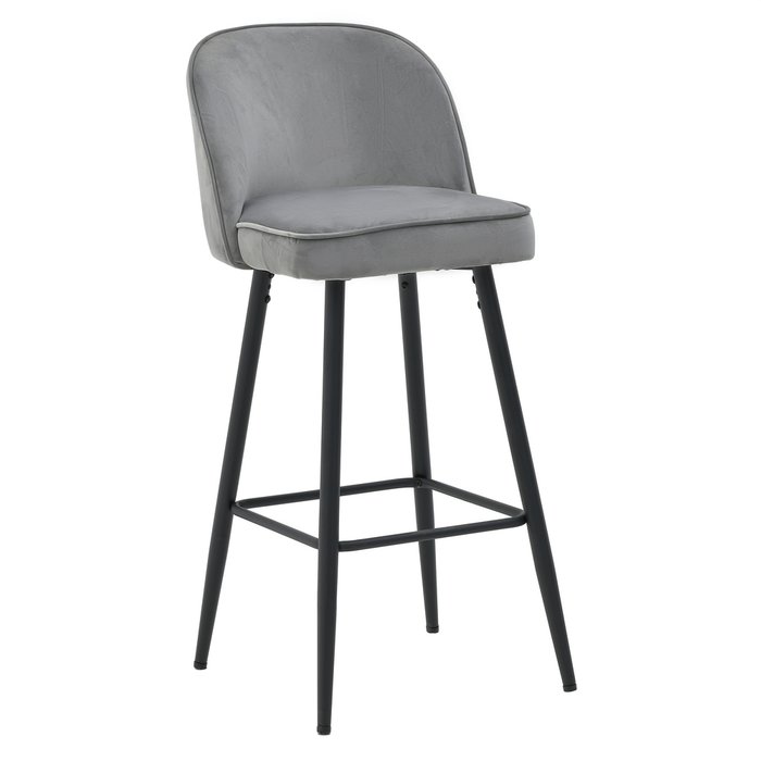 Барный стул серого цвета на металлических ножках