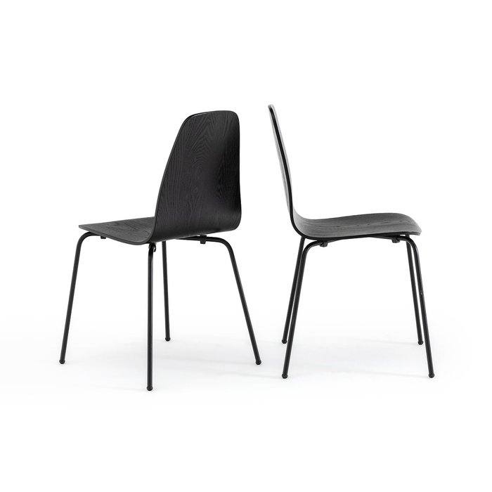 Комплект из двух стульев в винтажном стиле Biface черного цвета - купить Обеденные стулья по цене 18258.0