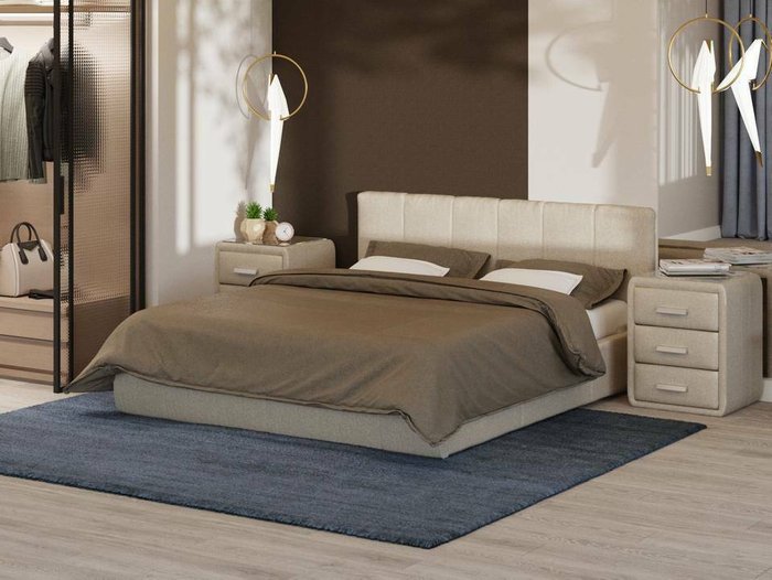Кровать без основания Varna Grand 160х200 бежевого цвета (рогожка) - купить Кровати для спальни по цене 20690.0