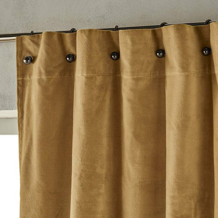 Штора из велюра с люверсами Lavezzi 140x350 желтого цвета - купить Шторы по цене 12809 Штора из велюра с люверсами Lavezzi 140x350 желтого цвета - купить Шторы по цене 12809