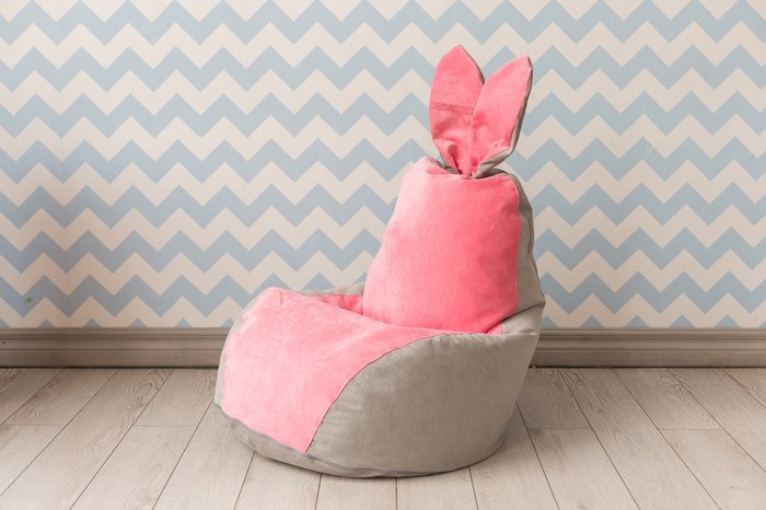 Кресло-мешок Зайчик серо-розового цвета - купить Бескаркасная мебель по цене 4890.0