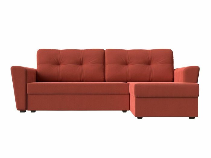 Угловой диван-кровать Амстердам лайт кораллового цвета правый угол - купить Угловые диваны по цене 27999.0