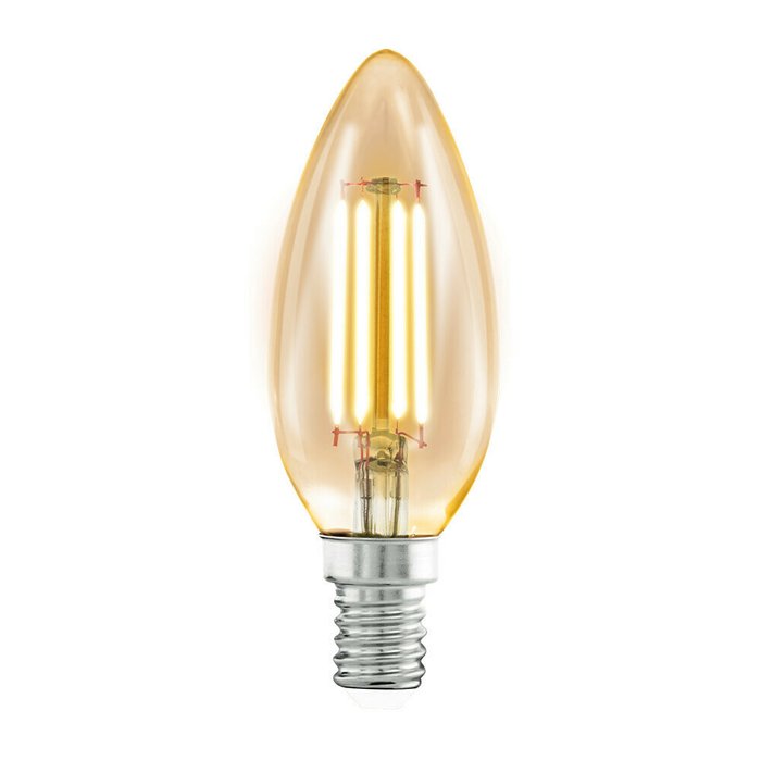 Светодиодная лампа филаментная 220V C37 E14 4W 220Lm 2200K янтарного цвета