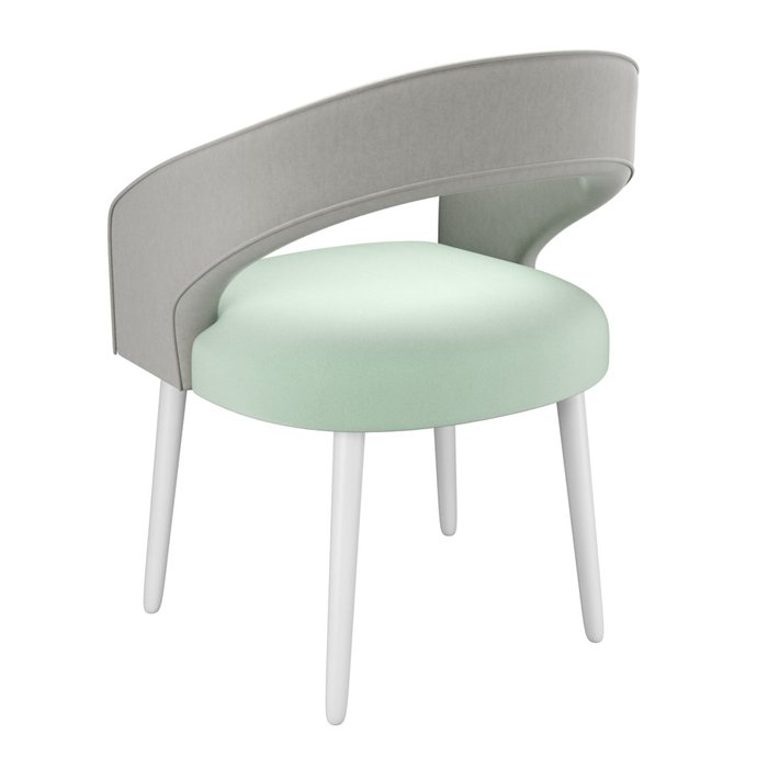 Стул-кресло мягкий Veronica светло-зеленого цвета на белых ножках - купить Обеденные стулья по цене 20398.0