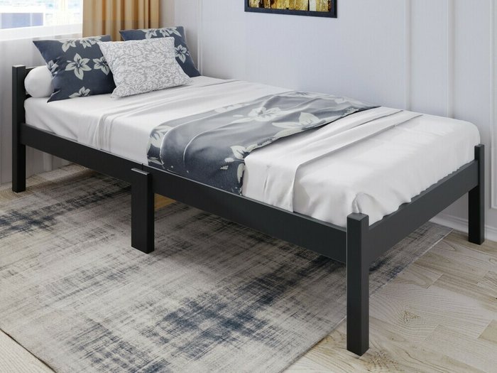 Кровать односпальная Классика Компакт сосновая 70х190 цвета антрацит - купить Одноярусные кроватки по цене 10188.0