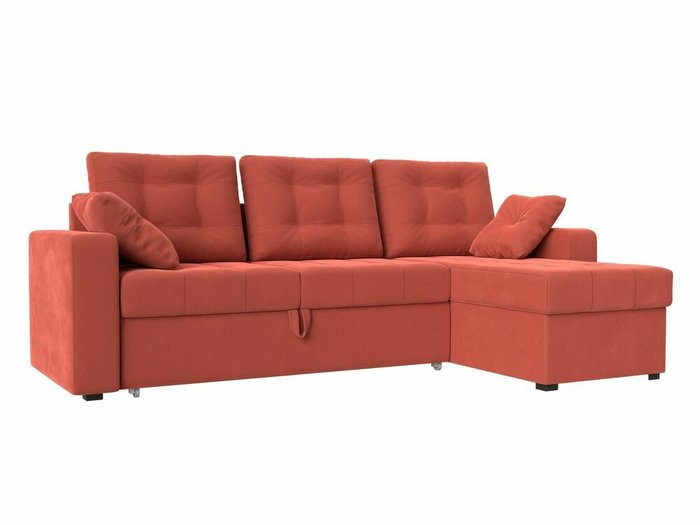 Угловой диван-кровать Камелот кораллового цвета правый угол