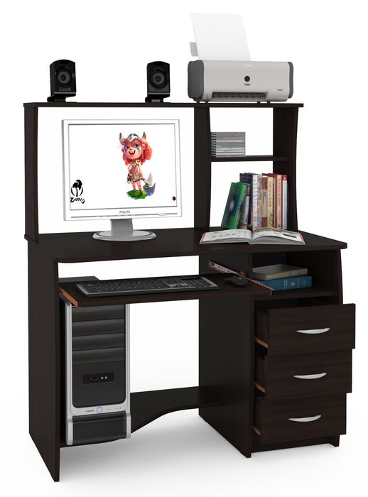 Стол компьютерный Комфорт М цвета венге - лучшие Письменные столы в INMYROOM