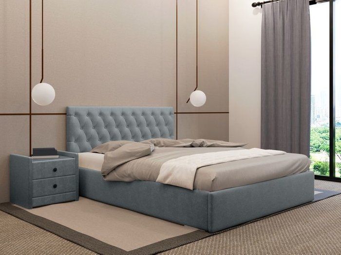 Кровать Фрейлина 140х200 серого цвета с подъемным механизмом