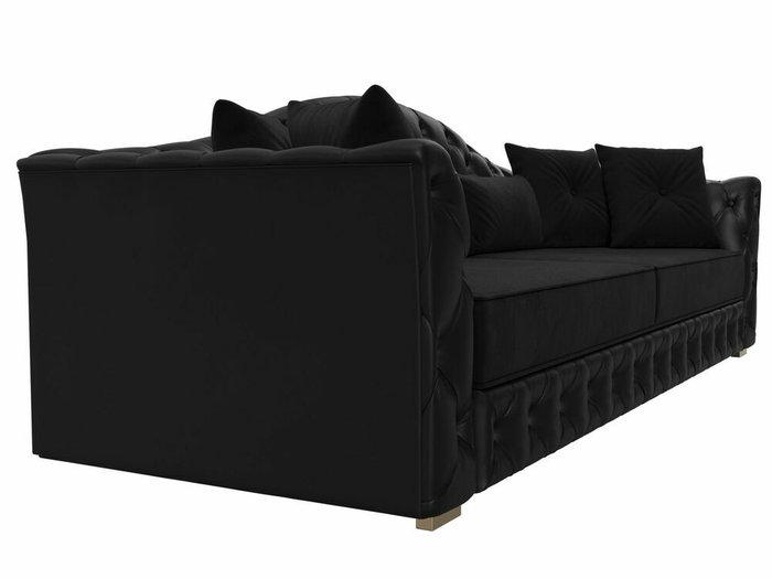 Прямой диван-кровать Артис черного цвета (экокожа/вельвет) - лучшие Прямые диваны в INMYROOM
