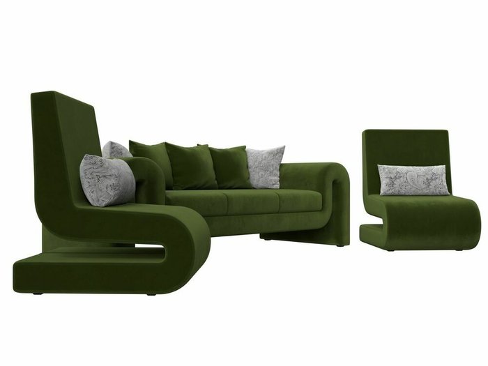 Набор мягкой мебели Волна 1 зеленого цвета - лучшие Комплекты мягкой мебели в INMYROOM