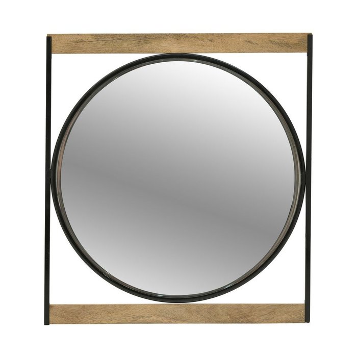 Настенное зеркало 65х70 в раме черно-бежевого цвета
