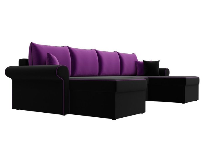 Угловой диван-кровать Милфорд фиолетово-черного цвета - купить Угловые диваны по цене 73990.0