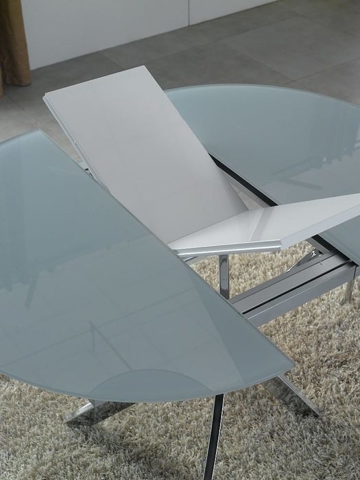 Круглый раскладной обеденный стол со стеклянной столешницей - лучшие Обеденные столы в INMYROOM
