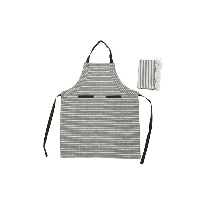 Фартук с карманом DKD Home Decor 70 x 1 x 85 см Серый Хлопок Белый Зеленый