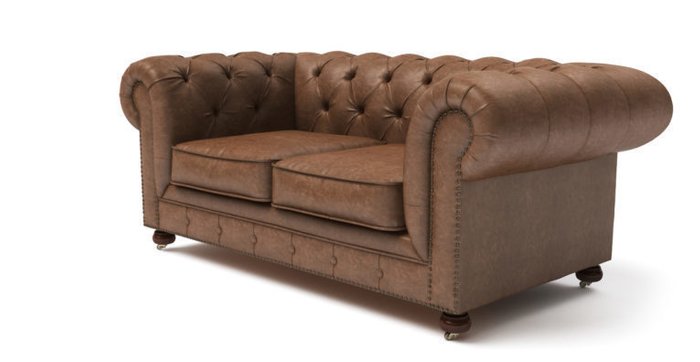  Двухместный раскладной диван Chesterfield Lux из экокожи - лучшие Прямые диваны в INMYROOM