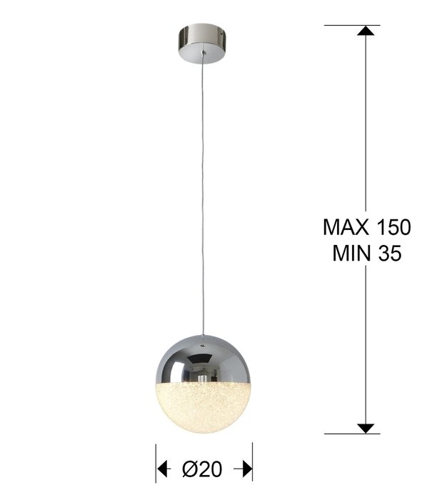 Подвесной светильник Sphere 1L LED ?20 хром - купить Подвесные люстры по цене 36990.0