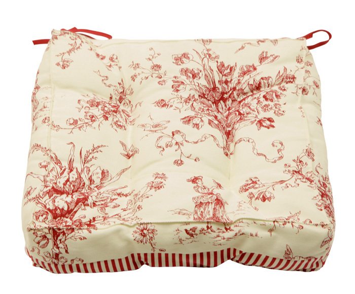 Набор из четырех подушек на стул Пастушка красно-белого цвета - купить Подушки для стульев по цене 3600.0