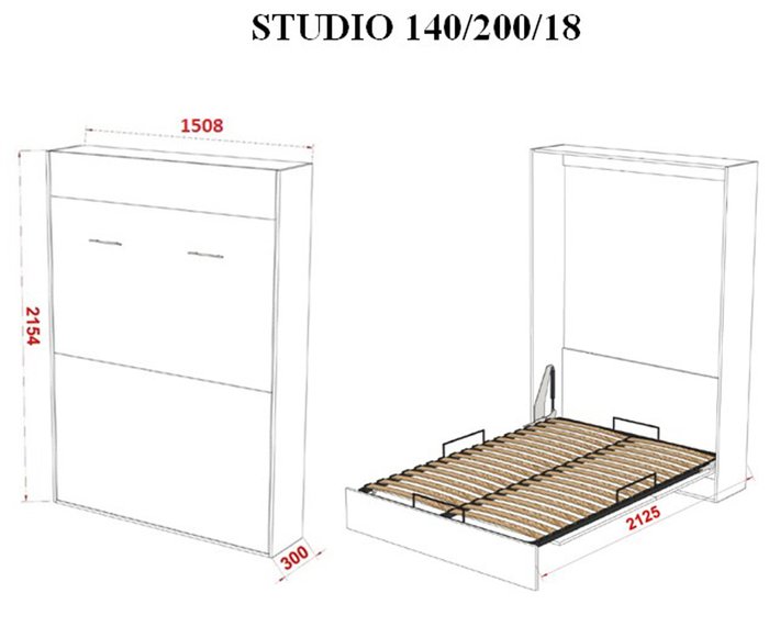 Шкаф-кровать Studio 140х200 белого цвета  - лучшие Кровати для спальни в INMYROOM