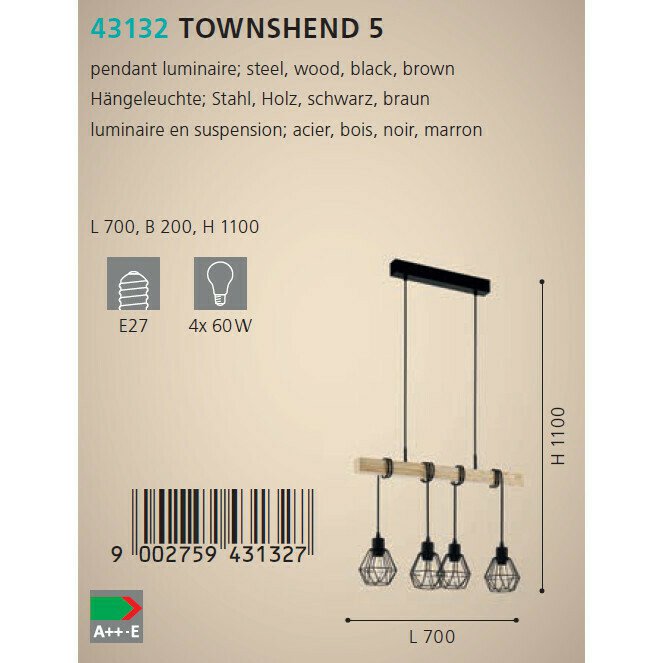 Люстра Eglo Townshend 5 43132 - купить Подвесные люстры по цене 10390.0