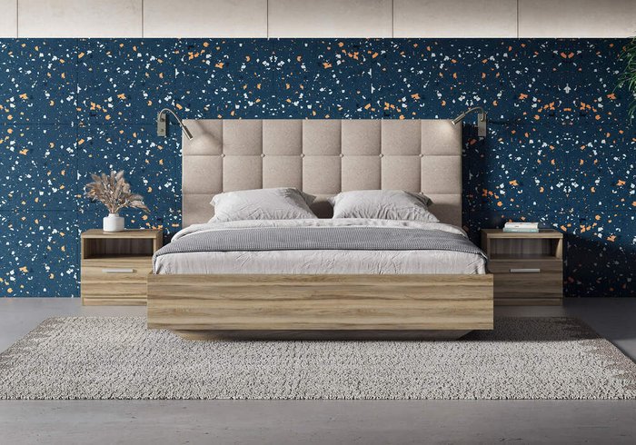 Кровать Luiza 180х200 с изголовьем песочного цвета без основания и подъемного механизма - купить Кровати для спальни по цене 29500.0