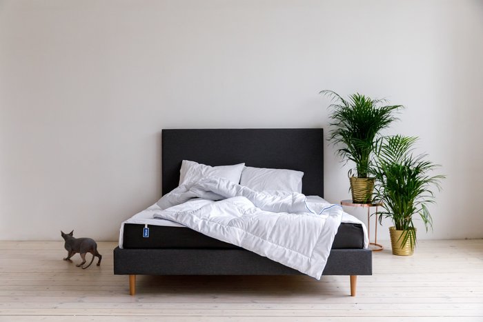 Кровать Grey серого цвета с изголовьем 160х200