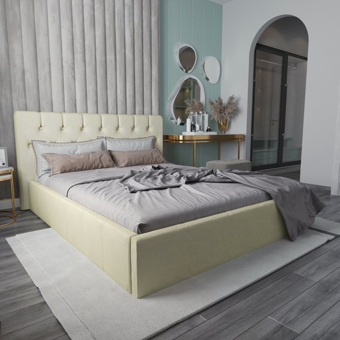 Кровать Инуа 160х200 бежевого цвета с подъемным механизмом - лучшие Кровати для спальни в INMYROOM