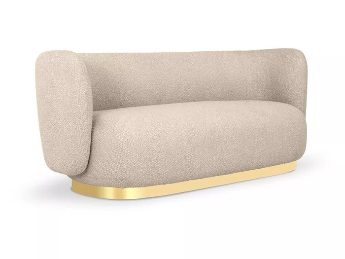 Диван Lucca L бежевого цвета с золотым основанием  - купить Прямые диваны по цене 103680.0