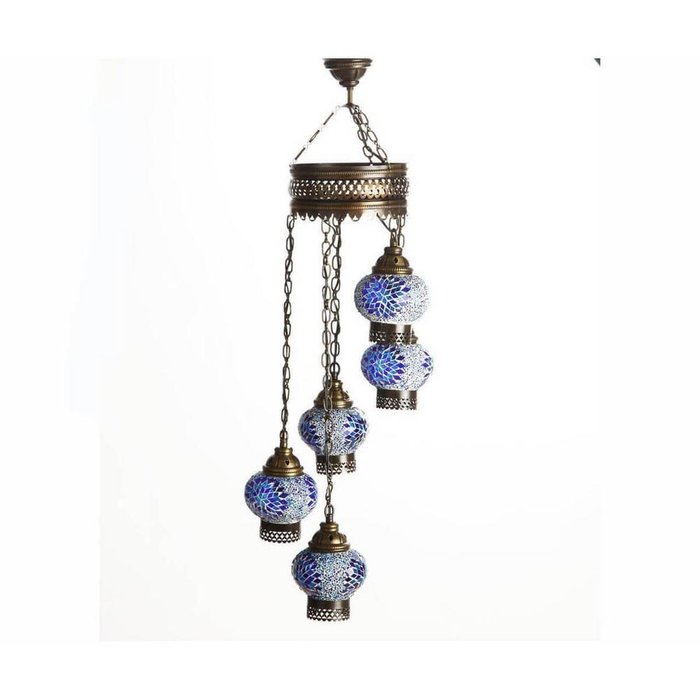 Подвесная люстра Марокко с голубыми плафонами  - купить Подвесные люстры по цене 17050.0