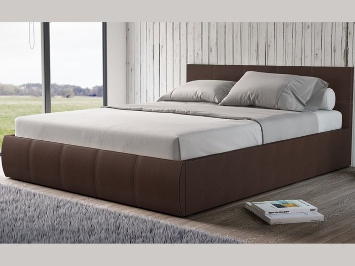 Кровать с подъемным механизмом Верона 180х200 коричневого цвета - лучшие Кровати для спальни в INMYROOM