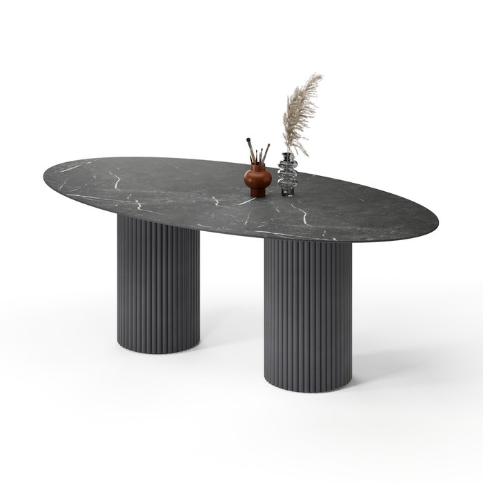 Овальный обеденный стол Хедус M черного цвета - купить Обеденные столы по цене 116909.0
