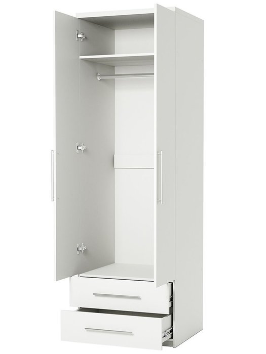 Шкаф для одежды с ящиками Мелодия МШЯ-21 80 белого цвета - лучшие Шкафы распашные в INMYROOM Шкаф для одежды с ящиками Мелодия МШЯ-21 80 белого цвета - лучшие Шкафы распашные в INMYROOM