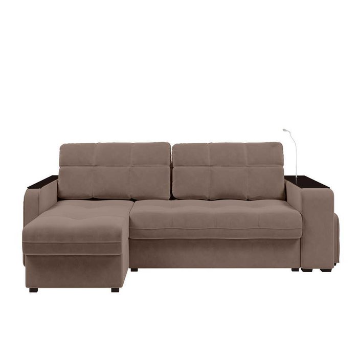 Угловой диван-кровать Киль коричневого цвета