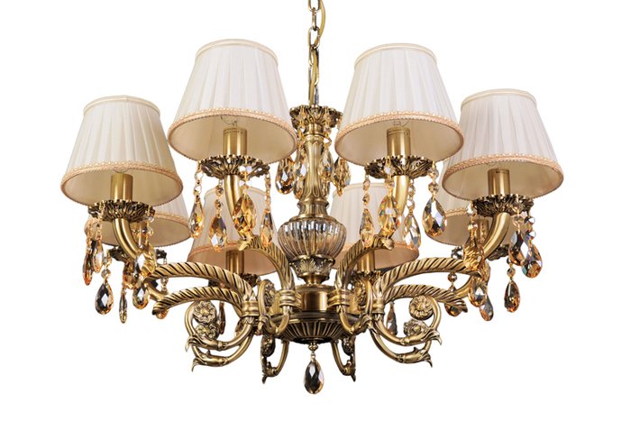 Подвесная люстра Sylvia L.8110-8BR CRISTAL-SHADE (ткань, цвет кремовый) Подвесная люстра Sylvia L.8110-8BR CRISTAL-SHADE (ткань, цвет кремовый)
