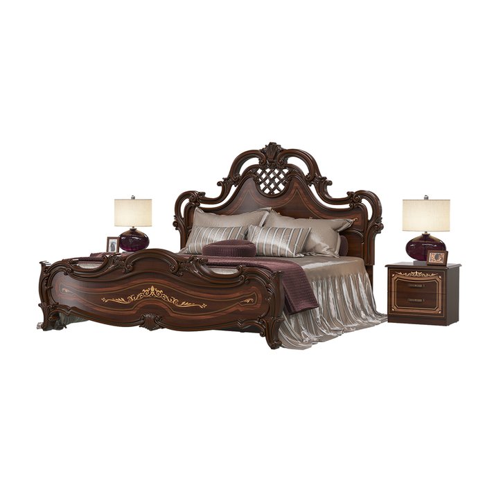 Спальня из кровати 180х200 и двух прикроватных тумб Грация коричневого цвета