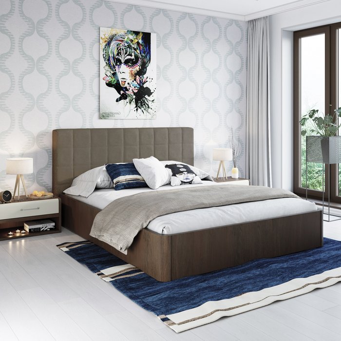 Кровать Сиена 160х200 с серым изголовьем и подъемным механизмом  - лучшие Кровати для спальни в INMYROOM