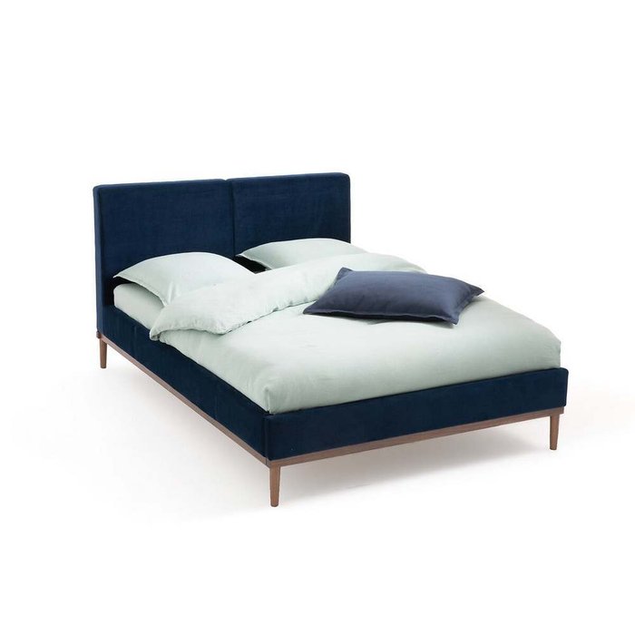 Кровать с кроватным основанием Cooly 140x190 темно-синего цвета