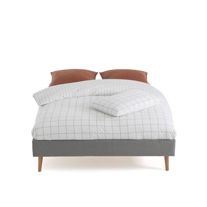 Кровать пышная с кроватным основанием Jimi 140х190 серого цвета - купить Кровати для спальни по цене 22281.0
