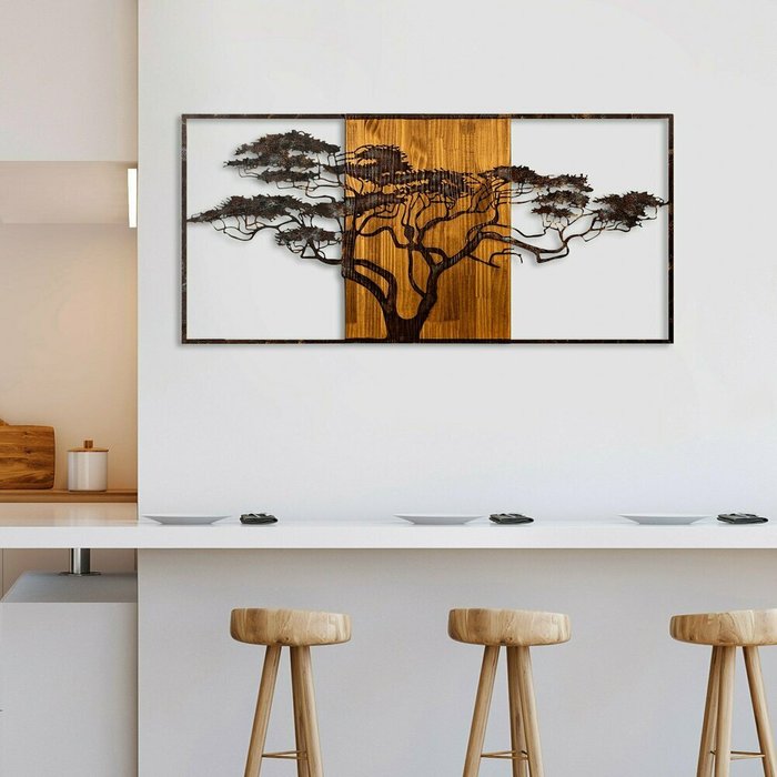Настенный декор Дерево 147x70 коричневого цвета - лучшие Декор стен в INMYROOM