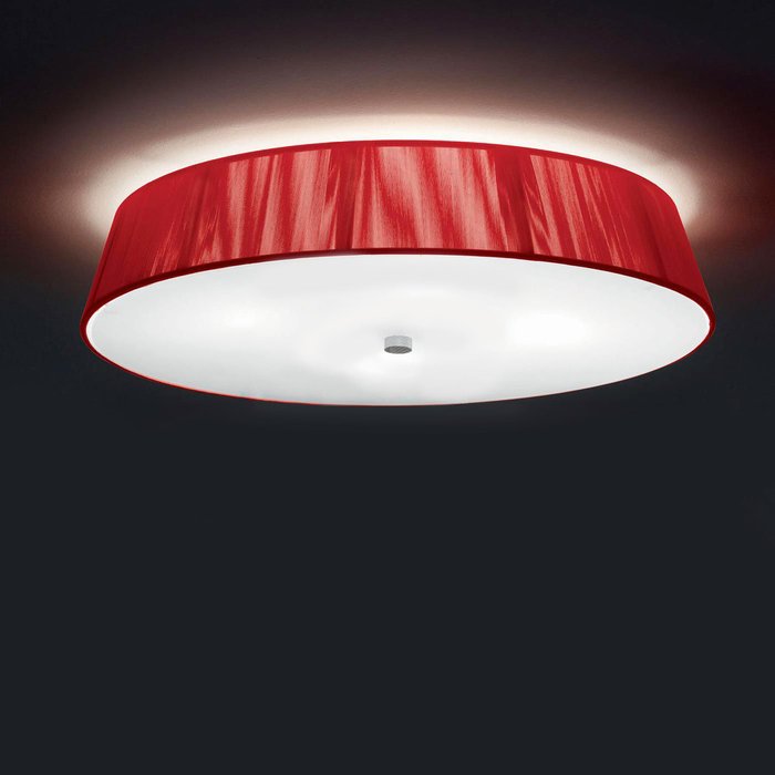 Потолочный светильник Leucos "LILITH" с абажуром из хлопчатобумажных нитей красного цвета - купить Потолочные люстры по цене 39780.0