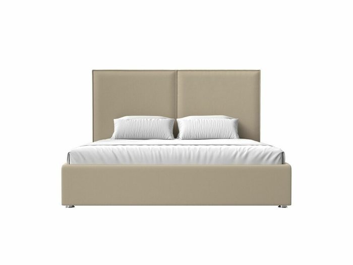 Кровать Аура 180х200 бежевого цвета с подъемным механизмом (экокожа) - купить Кровати для спальни по цене 88999.0