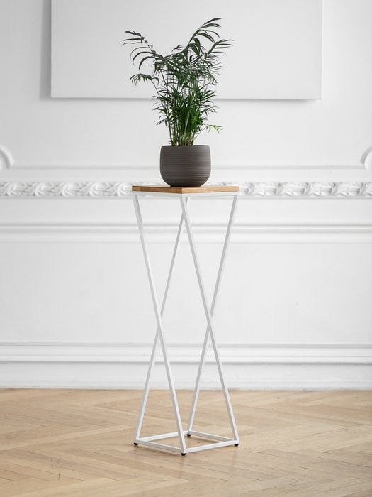 Столик для цветов Loft 100 бело-коричневого цвета - купить Подставки для цветов по цене 5650.0