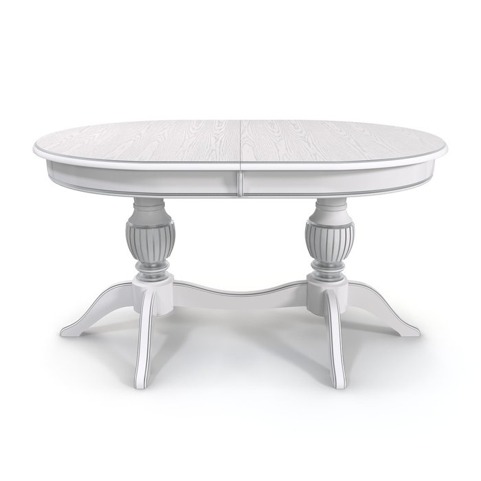 Раздвижной обеденный стол Йорк белого цвета с серебряной патиной