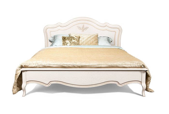 Кровать Трио 160х200 белого цвета с золотой патиной