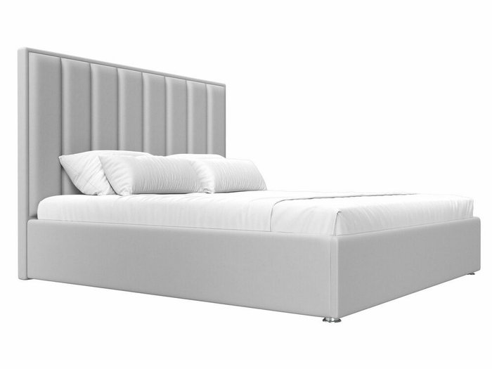 Кровать Афродита 200х200 белого цвета с подъемным механизмом (экокожа) - лучшие Кровати для спальни в INMYROOM
